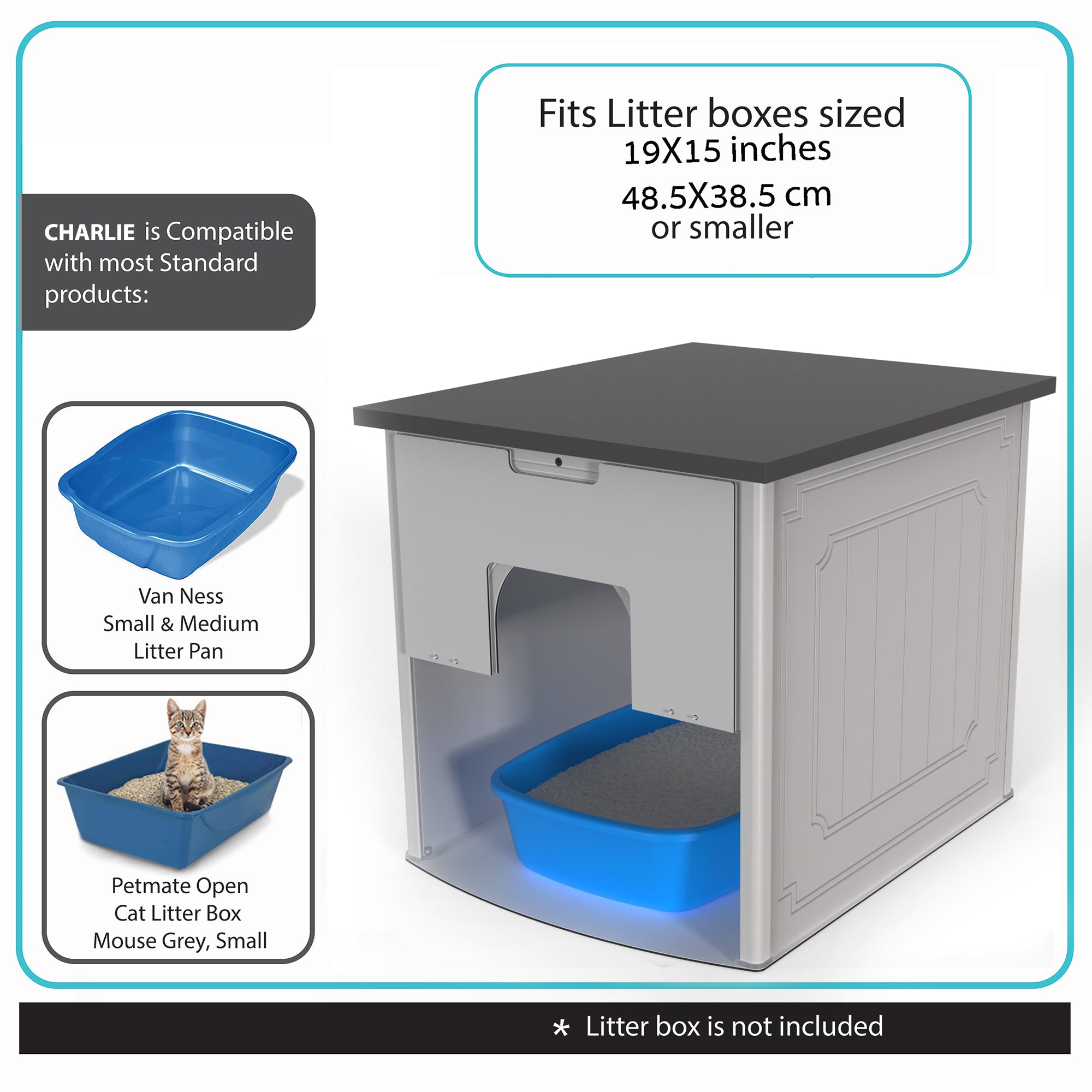 Palram Pets Charlie Cat Litter Box Furniture Hidden