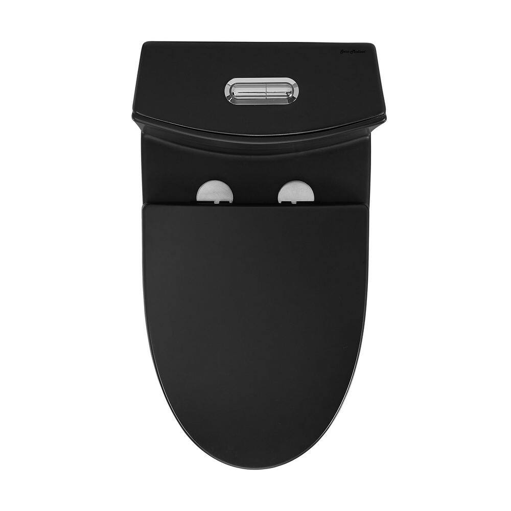 Swiss Madison St. Tropez 10 in. Rough-In 1-piece 1.11.6 GPF Dual Flush Elongated Toilet in Matte Black Seat Included SM-1T274MB