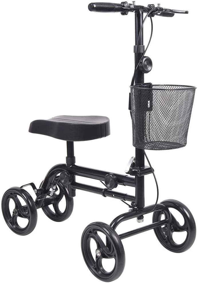 Economy Knee Walker Scooter Adjustable 4 Wheel W/Knee Support and Basket