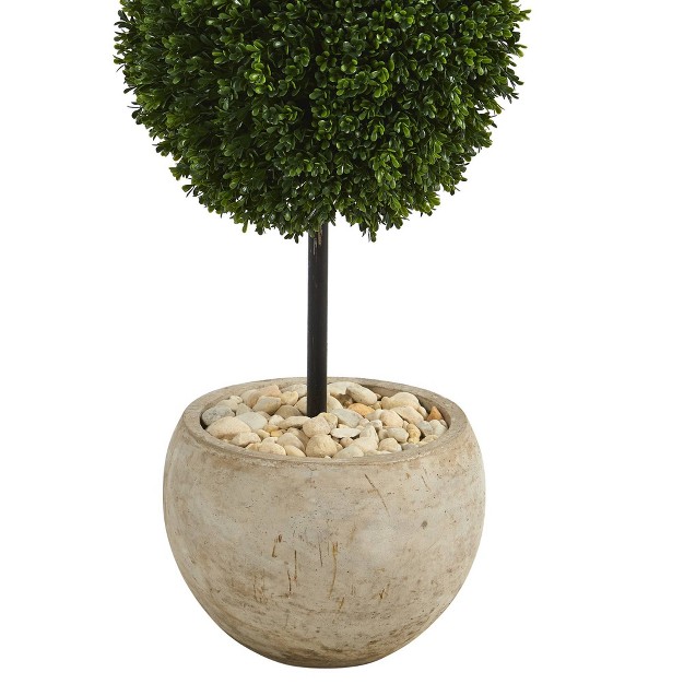 Indoor/outdoor Boxwood Double Ball Artificial Topiary Tree In Planter Sand - Nearly Natural