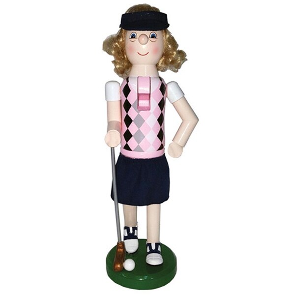 14 Pink and Black Lady Golfer Christmas Nutcracker