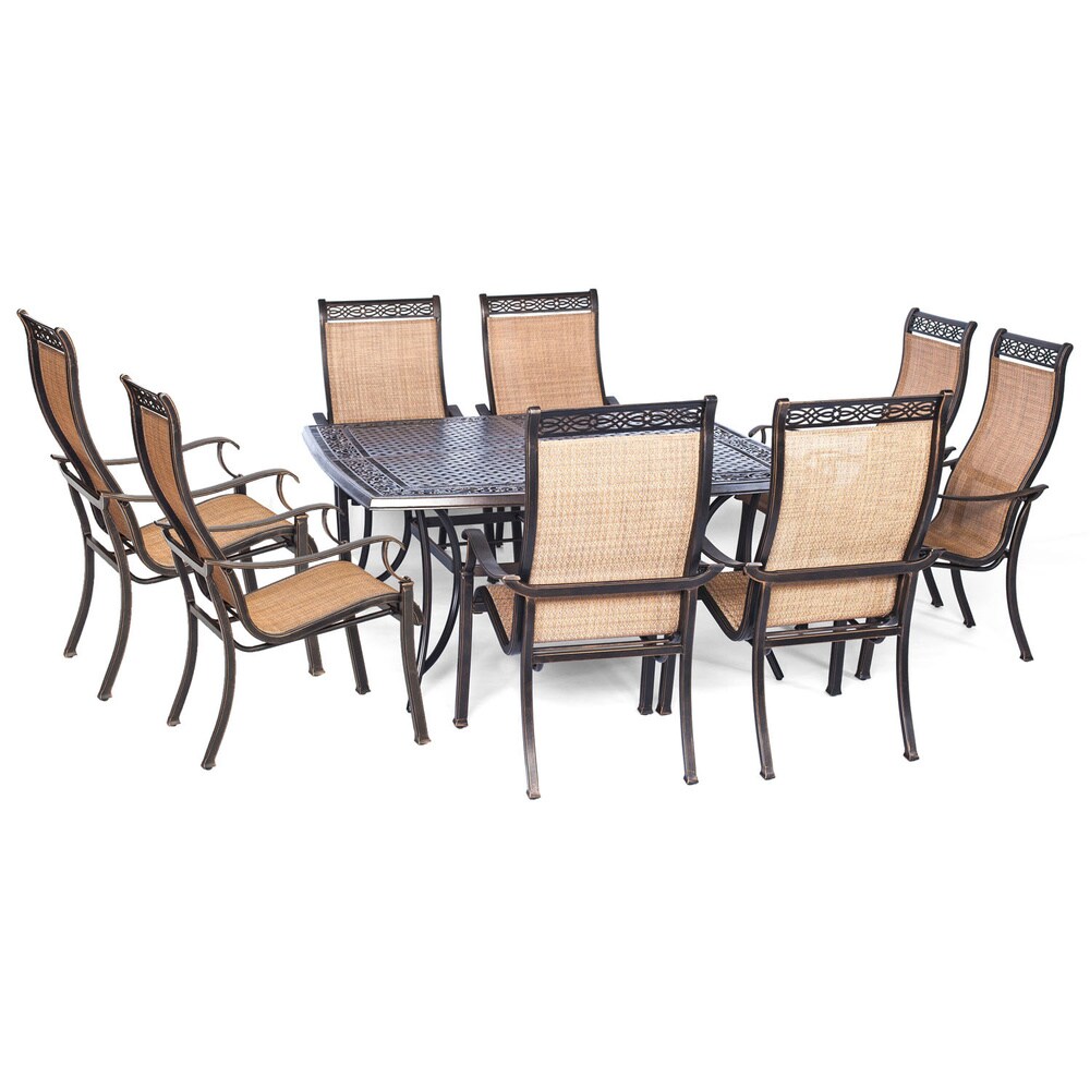 Hanover Outdoor Manor 9 piece Outdoor Dining Set with Large Square Table