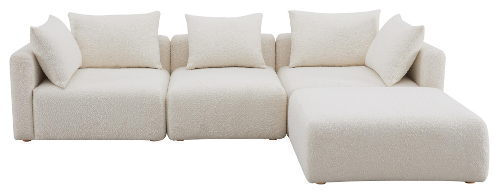 Hangover Cream Boucle 4 Piece Modular Sectional   Cream   Modern   Sectional Sofas   by First of a Kind USA Inc  Houzz