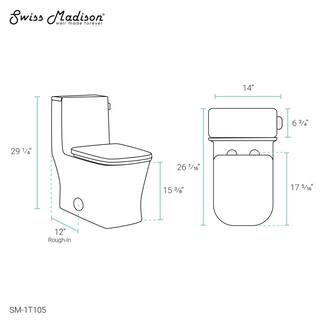 Swiss Madison Concorde 1-piece 1.28 GPF Single Flush Square Toilet in Glossy White Seat Included SM-1T105