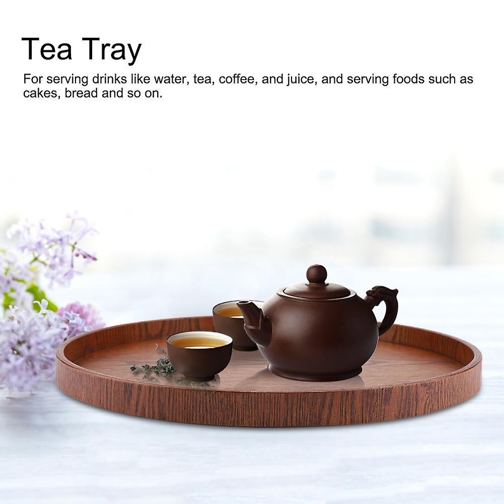 Round Shape Solid Wood Tea Coffee Snack Food Meals Serving Tray Plate Restaurant Trays Wooden