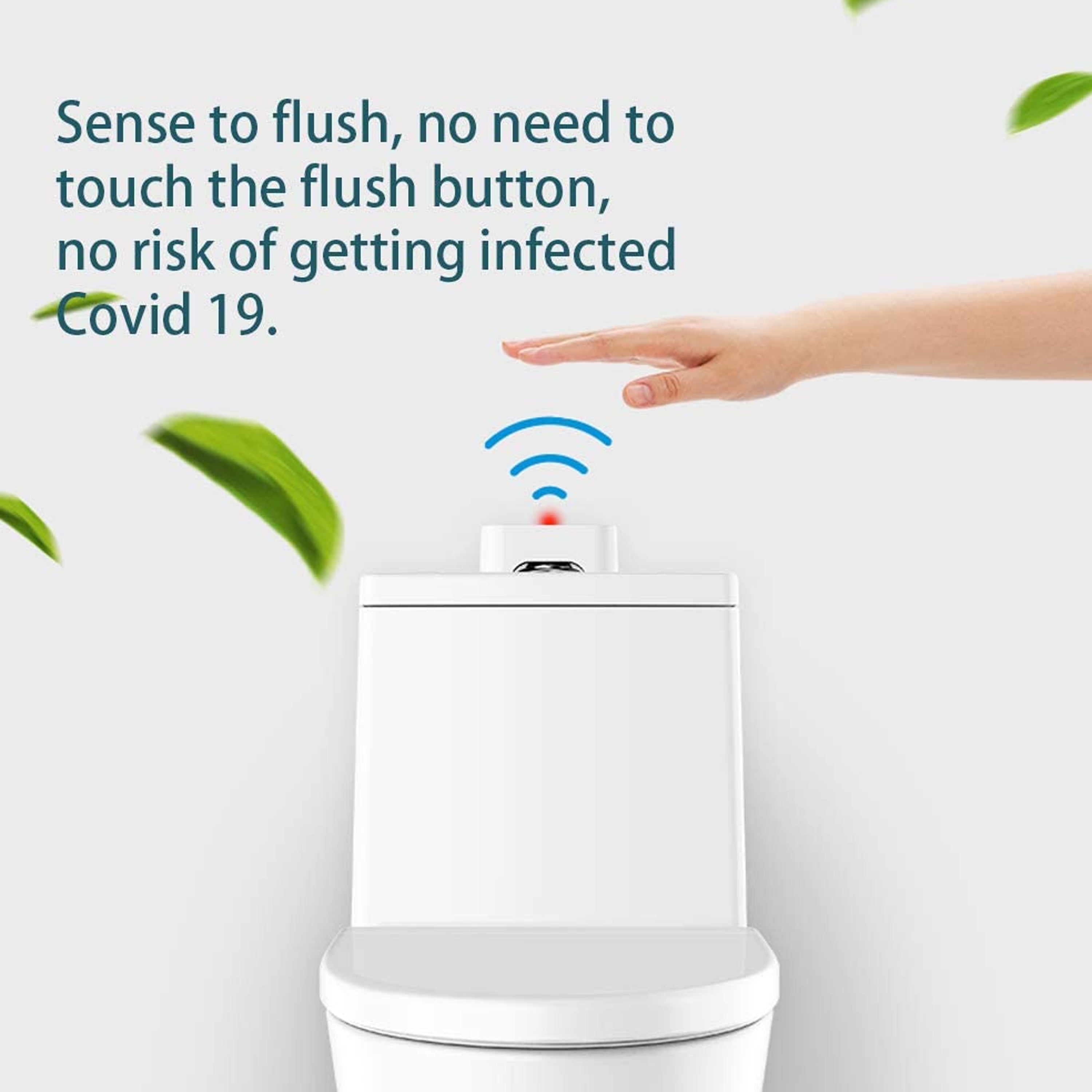 Touchless Smart Toilet Flush, Automatic Sensor Toilet Flusher,Waterproof Bathroom Non-Contact Button,White