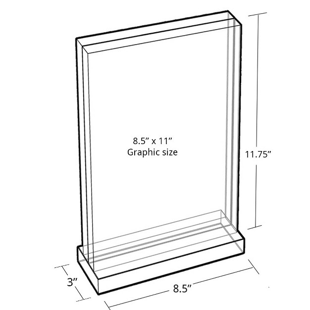 Azar Displays The Imperial Collection Acrylic Block Frame On Acrylic Base Vertical 8 5 quot w X 11 quot h