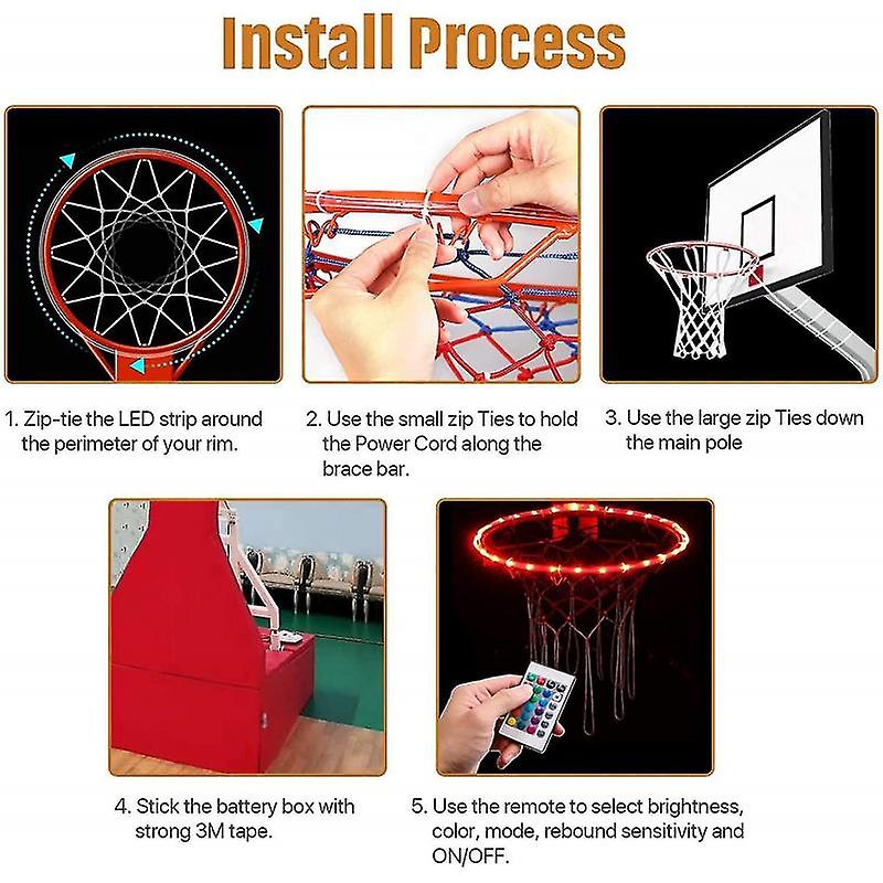 Led Basketball Hoop Lights， Remote Control Basketball Rim Led Light， 16 Color Change By Yourself， Wa