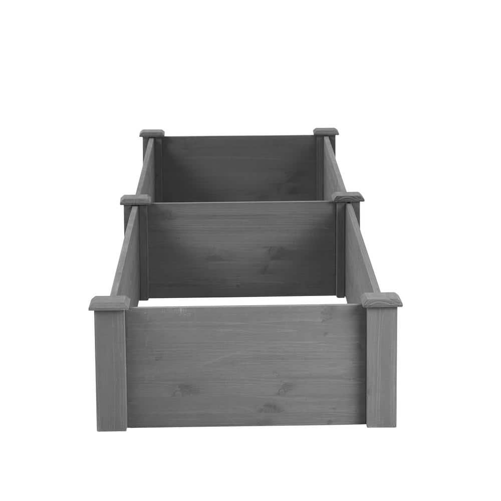 Siavonce 10 in. x 28 in. x 96 in. Gray Over Ground Wooden Raised Garden Bed Large Long Planter Box for Outdoor Tool-Free Assembly DJ-ZX-D46981261