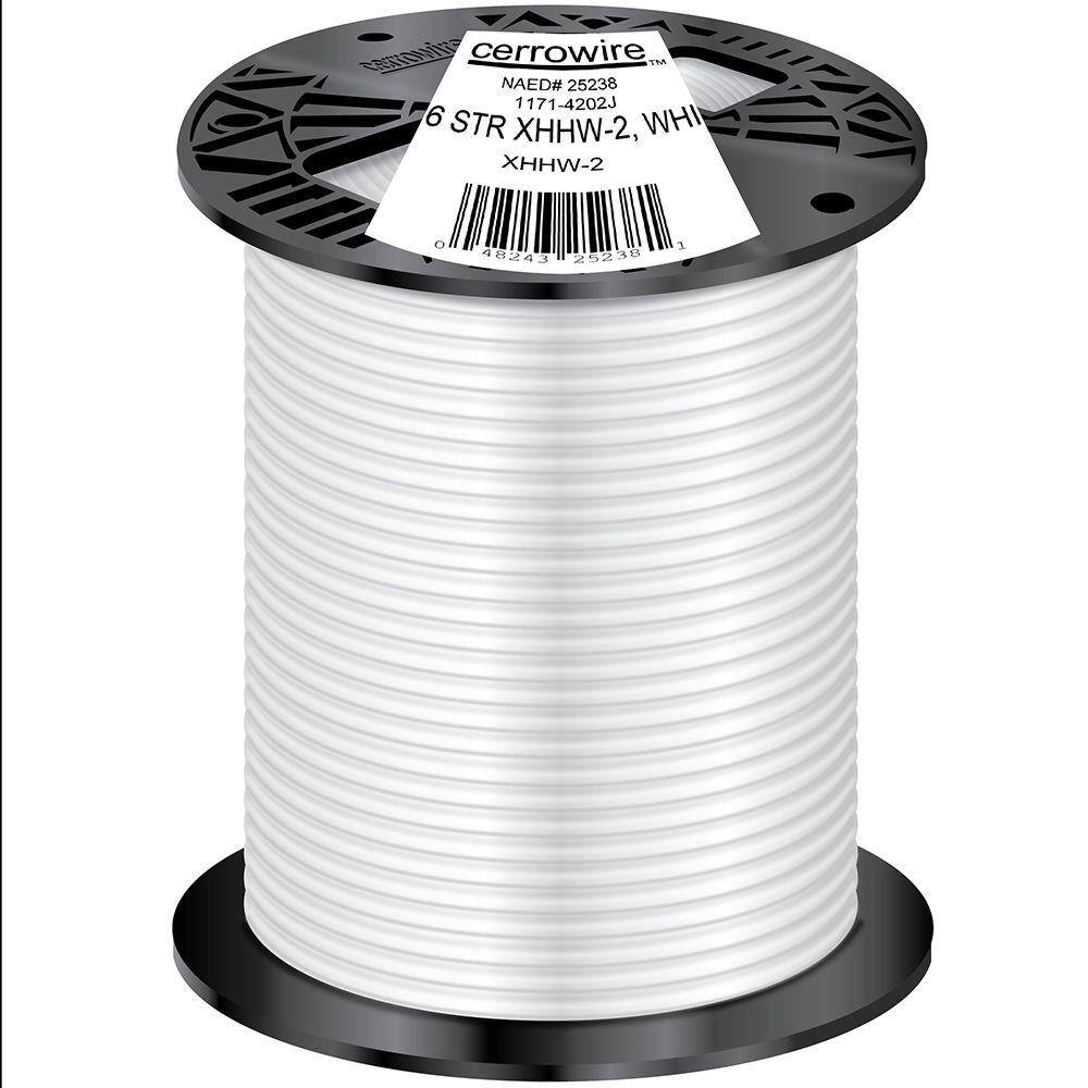 Cerrowire 500 ft. 6 Gauge White Stranded Copper THHN Wire 1171-4202J