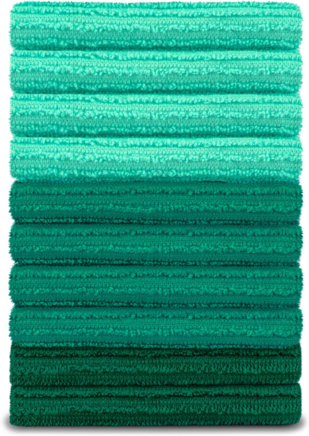 DecorRack 10 Pack 100% Cotton Bar Mop， 16 x 19 inch， Ultra Absorbent， Heavy Duty Kitchen Cleaning Towels， Teal Green (10 Pack)