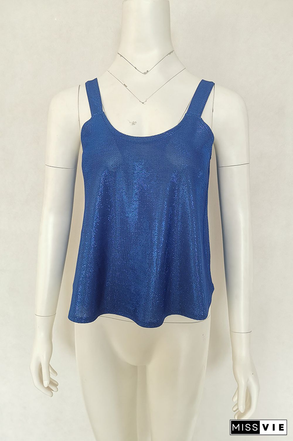 Sequin Glitter Sleeveless Plain Tank Top