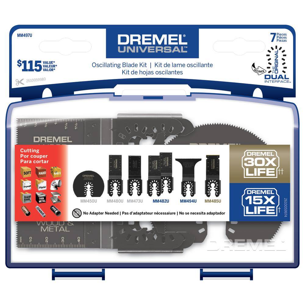 Dremel Universal Carbide BiM HCS Oscillating Multi-Tool Blade Kit (7-Piece) MM497U