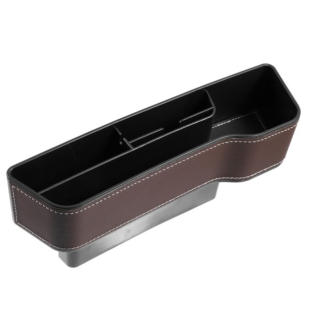 Unique Bargains Car Seat Gap Storage Box Gap Filler Organizer Front Console Side Pocket Brown