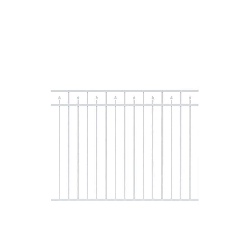 Barrette Outdoor Living Brilliance Standard-Duty 4-12 ft. H x 6 ft. W White Aluminum 3-Rail Fence Panel 73008913