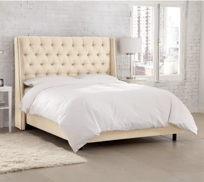 Riley Ivory Flared Wingback Twin Bed - Skyline Furniture