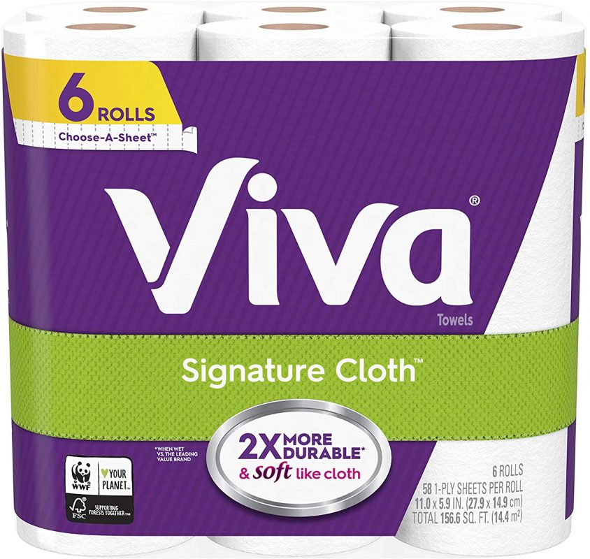 VIVA Signature Cloth Choose-A-Sheet Kitchen Paper Towels， 6 Rolls 1 Pack