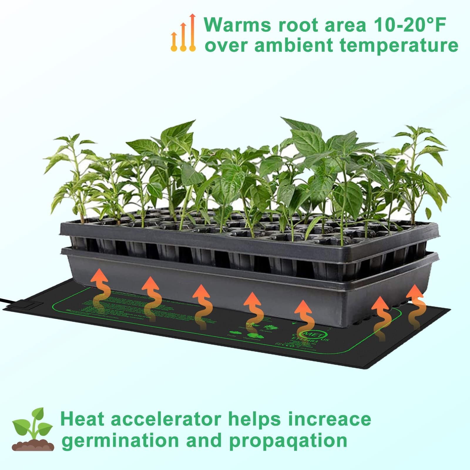 Seedling Heat Mat， Hydroponic Heating Pad， Waterproof Warm Mat for Seed Starting， 10