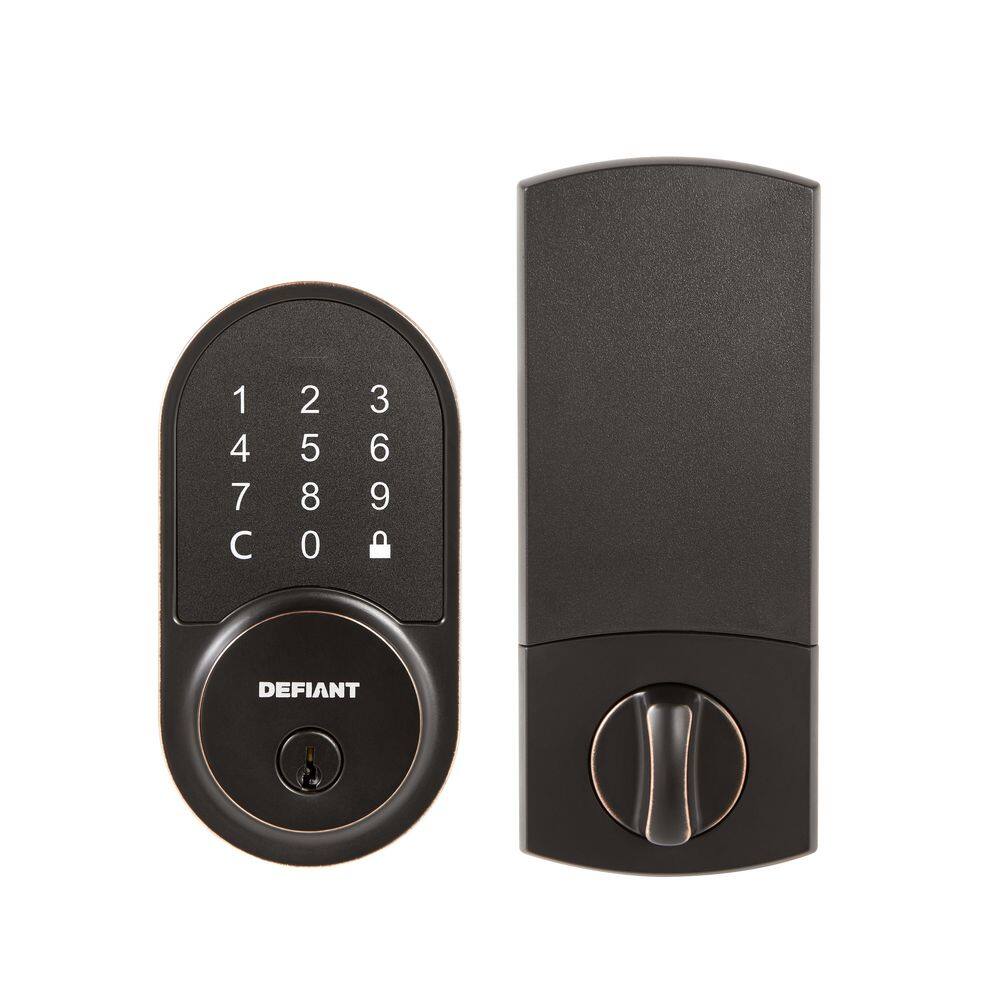 Defiant Round Aged Bronze Smart Wi-Fi Deadbolt Powered by Hubspace HSGC6X7D01AJ