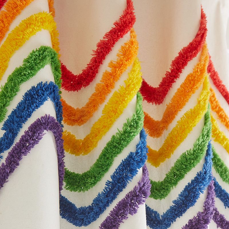 Dream Factory Rainbow Tufted Stripe Set of 2 Window Curtain Panels