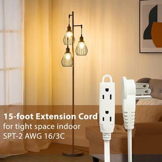 HDX 15 ft. 163 Light Duty Indoor Tight Space White Extension Cord with Banana Tap 20T-00555