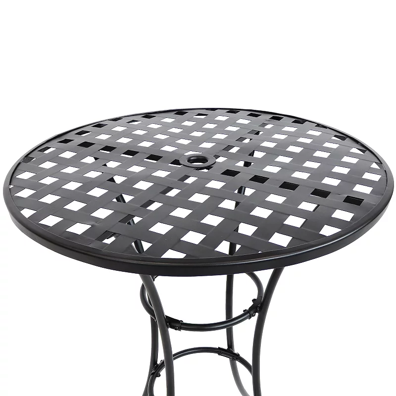 Sunnydaze 30 in Elegant Wrought Iron Round Patio Bar-Height Table - Black