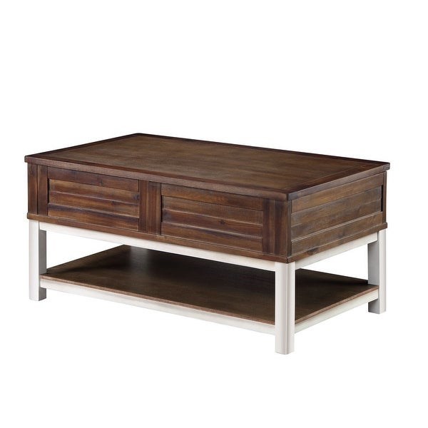 Rustic Farmhouse Extendable Lift Top Coffee Table Hidden Storage Drawer and Shelf Desk - L37.5