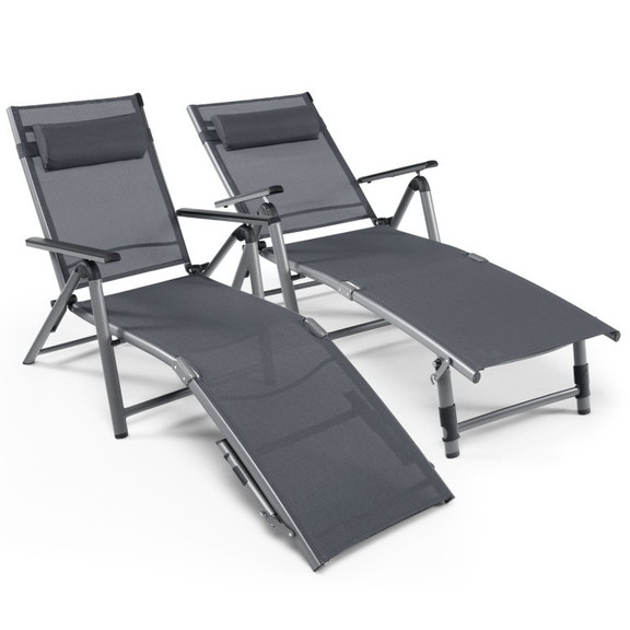 Costway 32698154 Outdoor Aluminum Chaise Lounge Ch...