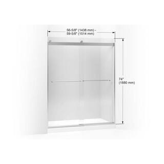 KOHLER Levity 59.625 in. W x 74 in. H Frameless Sliding Shower Door in Matte Nickel with Towel Bar K-706015-L-MX