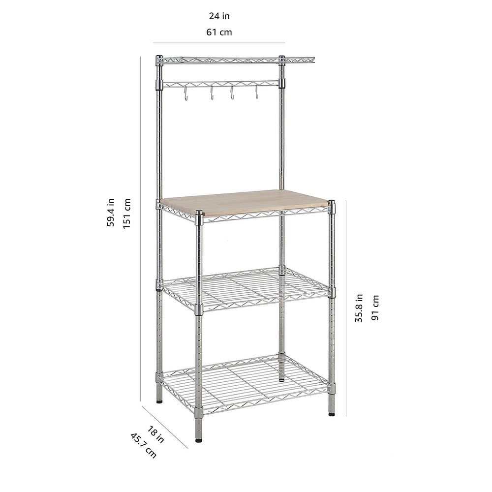 Kitchen Storage Baker's Rack with Removable Top  Chrome/Beige  18\