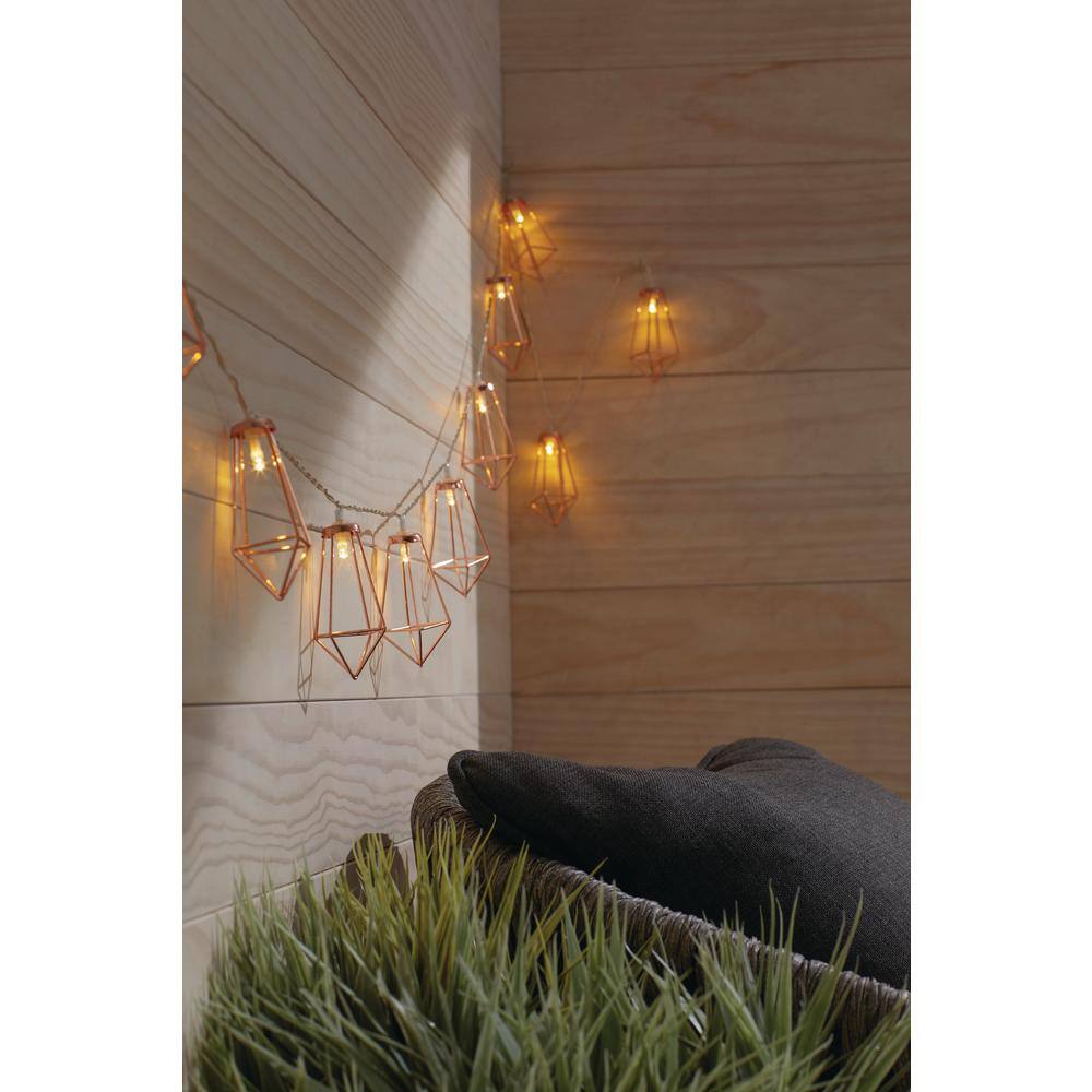 Hampton Bay 12 ft. 10-Light Battery Operated Metal Indoor Integrated LED String Lights 10507