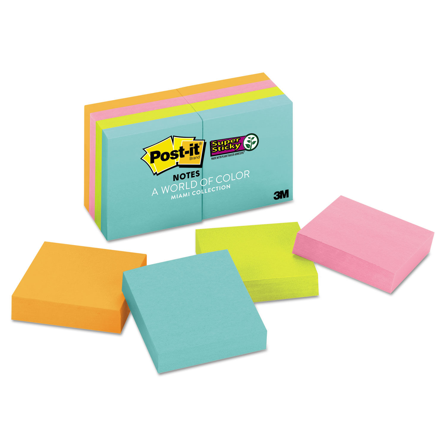 Pads in Supernova Neon Collection Colors by Post-itandreg; Notes Super Sticky MMM6228SSMIA