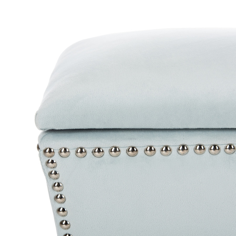 Rita Ottoman Silver Nail Heads Silver Sage   Transitional   Footstools And Ottomans   by Peachtree Fine Furniture  Houzz