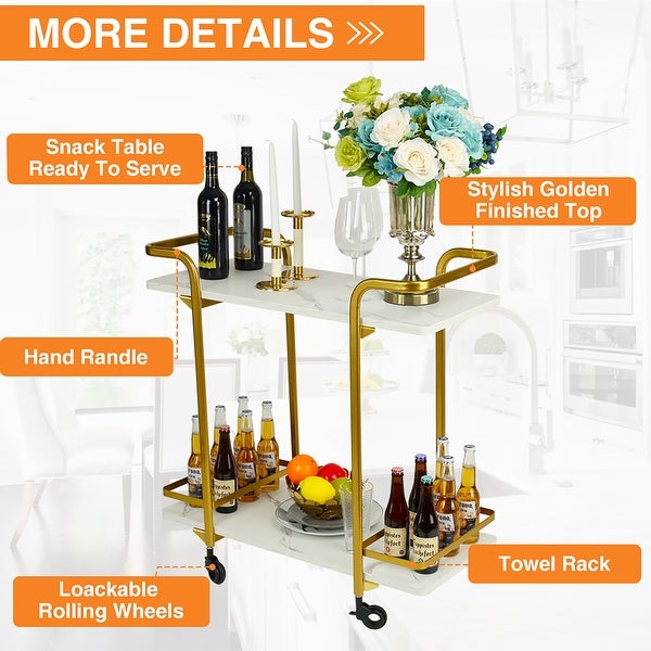 2 Tier bar cart With black wheels