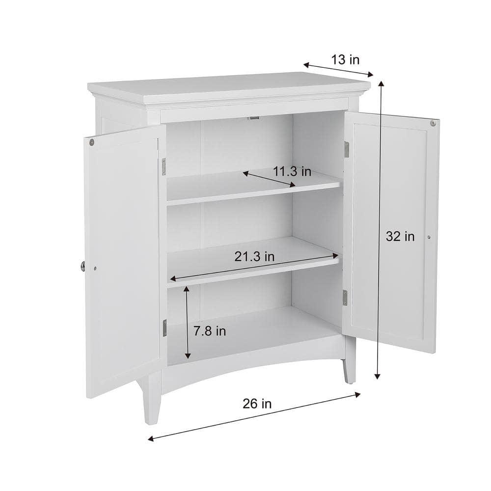 Teamson Home Simon 26 in W x 13 in D x 32 in H Bathroom Linen Storage Floor Cabinet with 2Shutter Doors in White