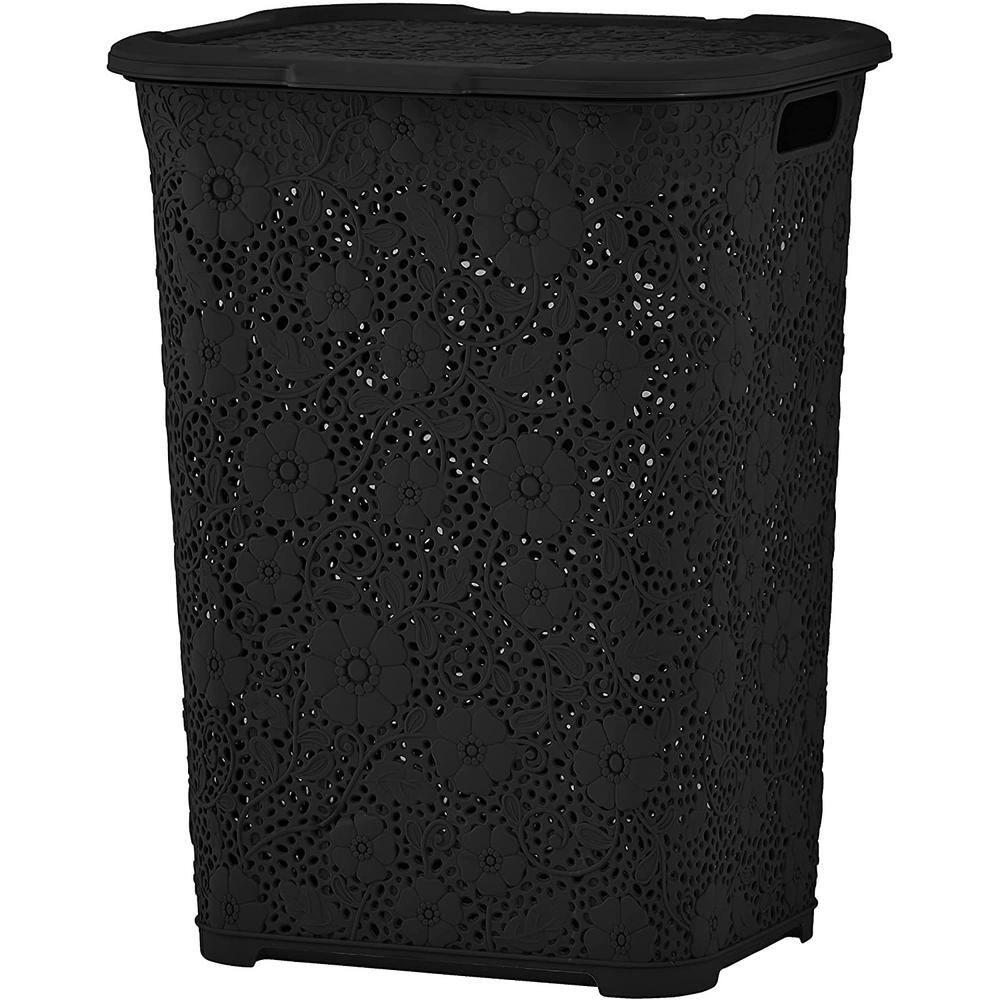 SUPERIO 50 l Black Plastic Lace Laundry Hamper 1081