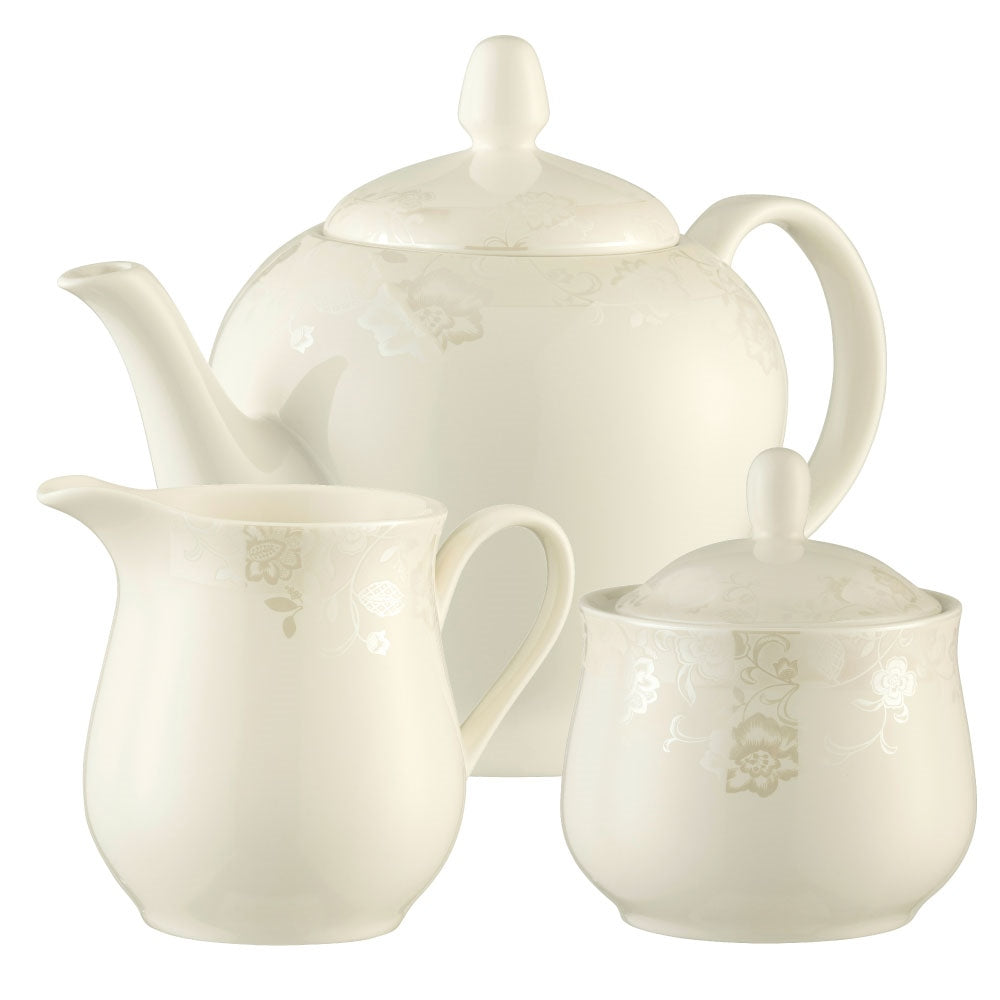 Belleek Living Evermore Teapot, Sugar & Cream Set