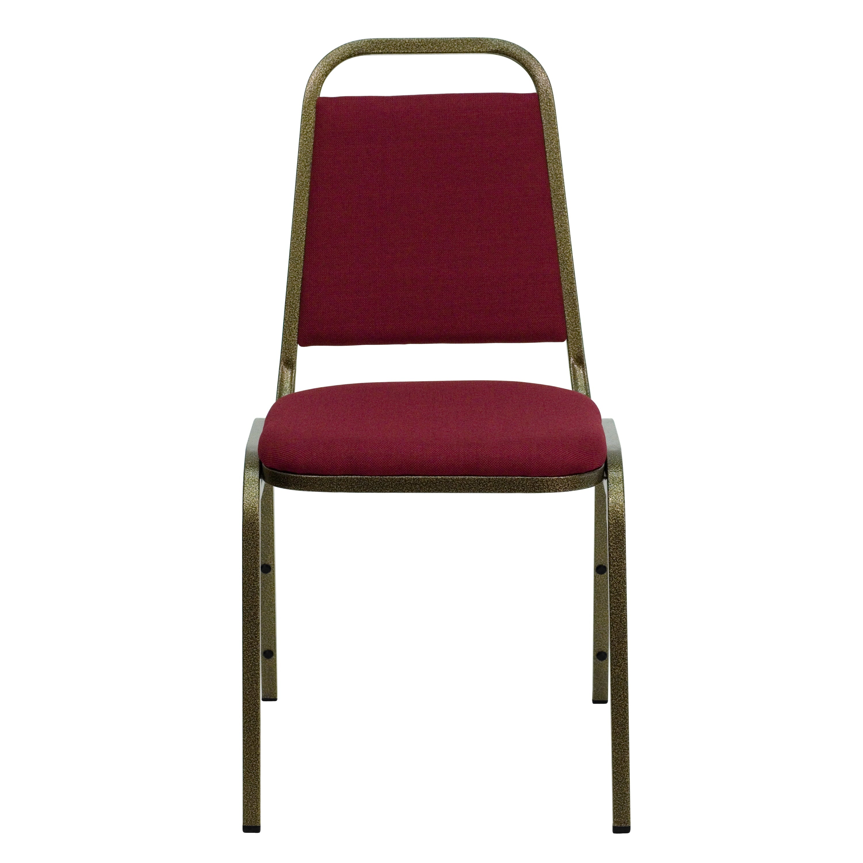 Flash Furniture 4 Pack HERCULES Series Trapezoidal Back Stacking Banquet Chair in Burgundy Fabric - Gold Vein Frame