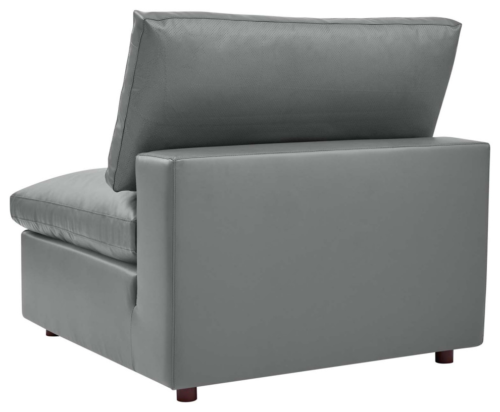 Sofa  Faux Vegan Leather  Gray  Modern  Living Lounge Hotel Hospitality   Transitional   Sofas   by House Bound  Houzz