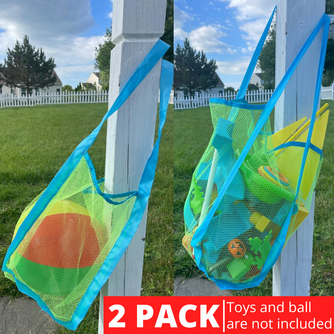 Jeexi Mesh Beach Bags and Totes for Groceries – 2 Pack, Laege Foldable Shopping, Summer Pool Toys, Reinforced Carry Handles, Sand Resistant Net, Market Grocery Picnic Tote