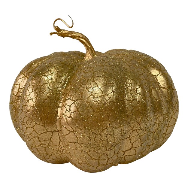 Gold Crackled Fall Harvest Pumpkin Decoration