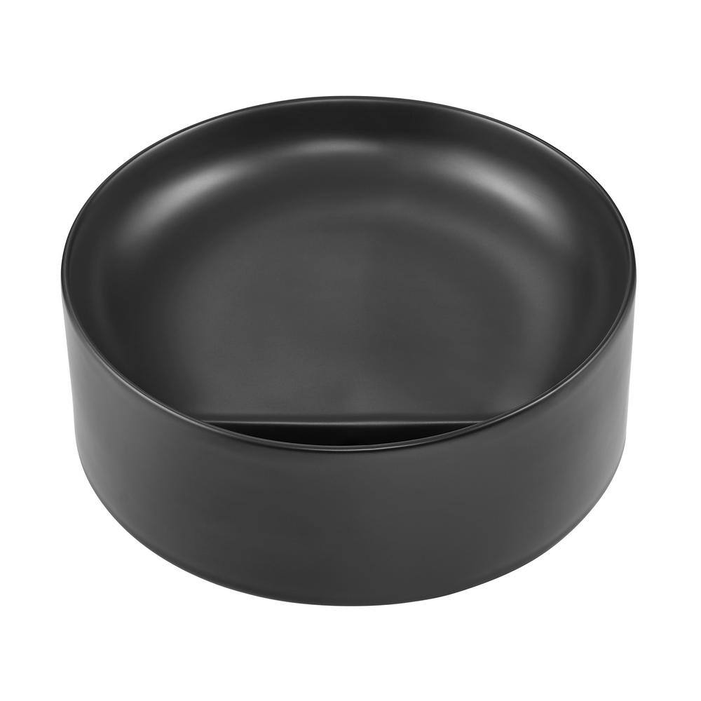 Swiss Madison Beau 16.5 in. Round Ceramic Vessel Bathroom Sink in Matte Black SM-VS301MB