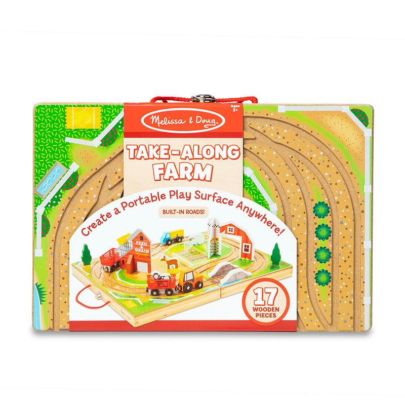 Melissa and Doug 17-Piece Wooden Take-Along Tabletop - Farm