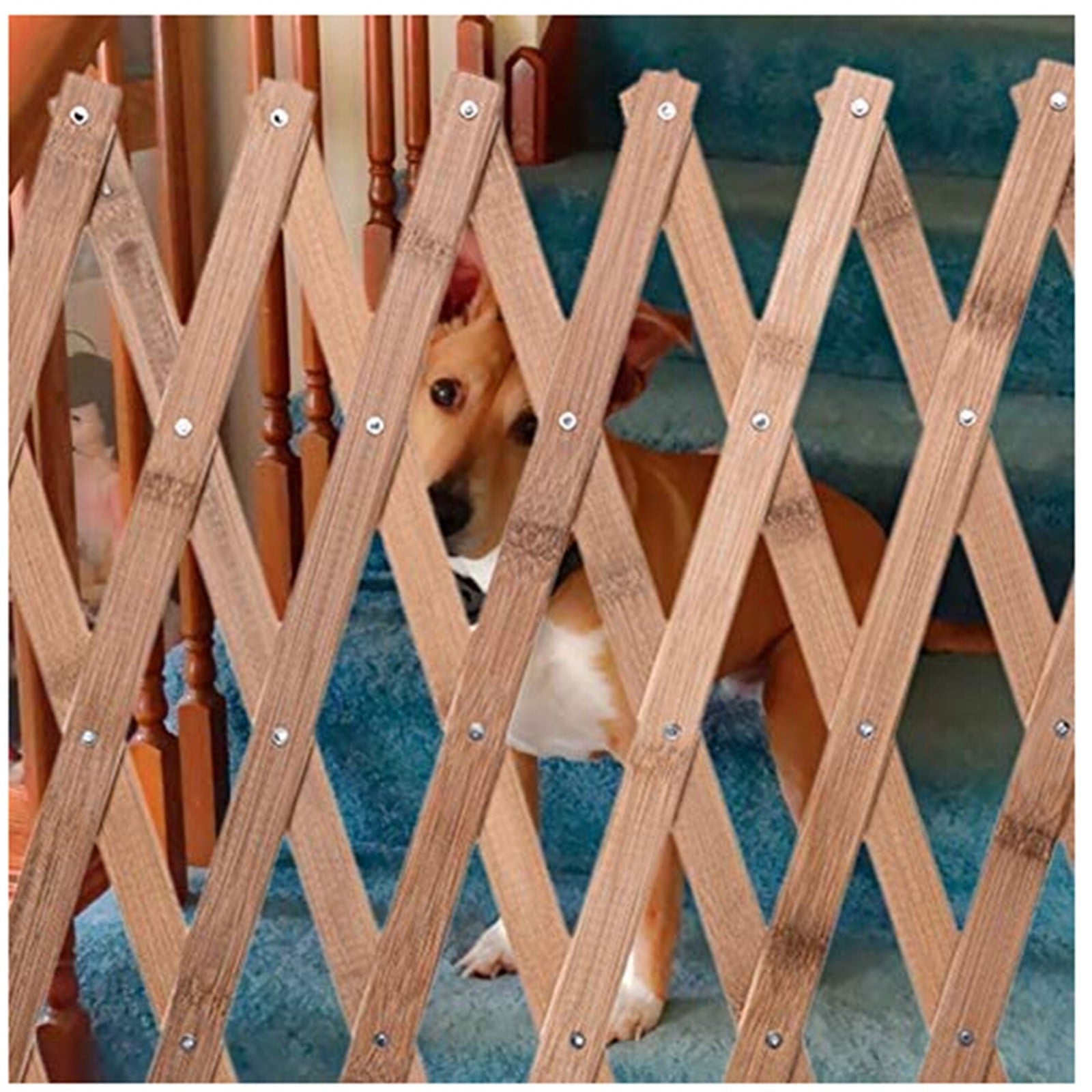 Sayhi Wooden Fence Retractable Safety Guard Divider Gate Sliding Door Free Standing