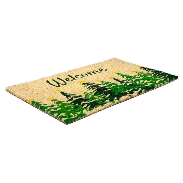 X 2 x27 4 quot Winter Fir Trees Indoor outdoor Coir Doormat Green yellow Entryways