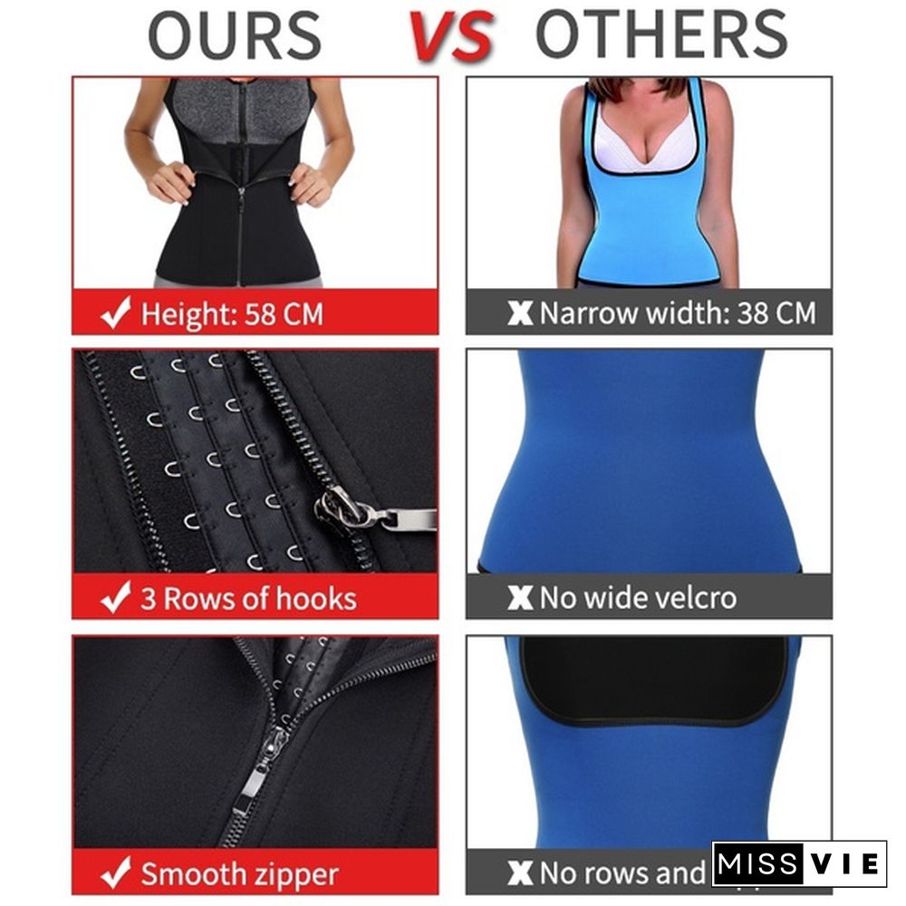 Women Sauna Suit Waist Trainer Plus Size Neoprene Slimming Body Shaper Vest Weight Loss Steel Boned Corset Workout Tank Tops fajas de mujer