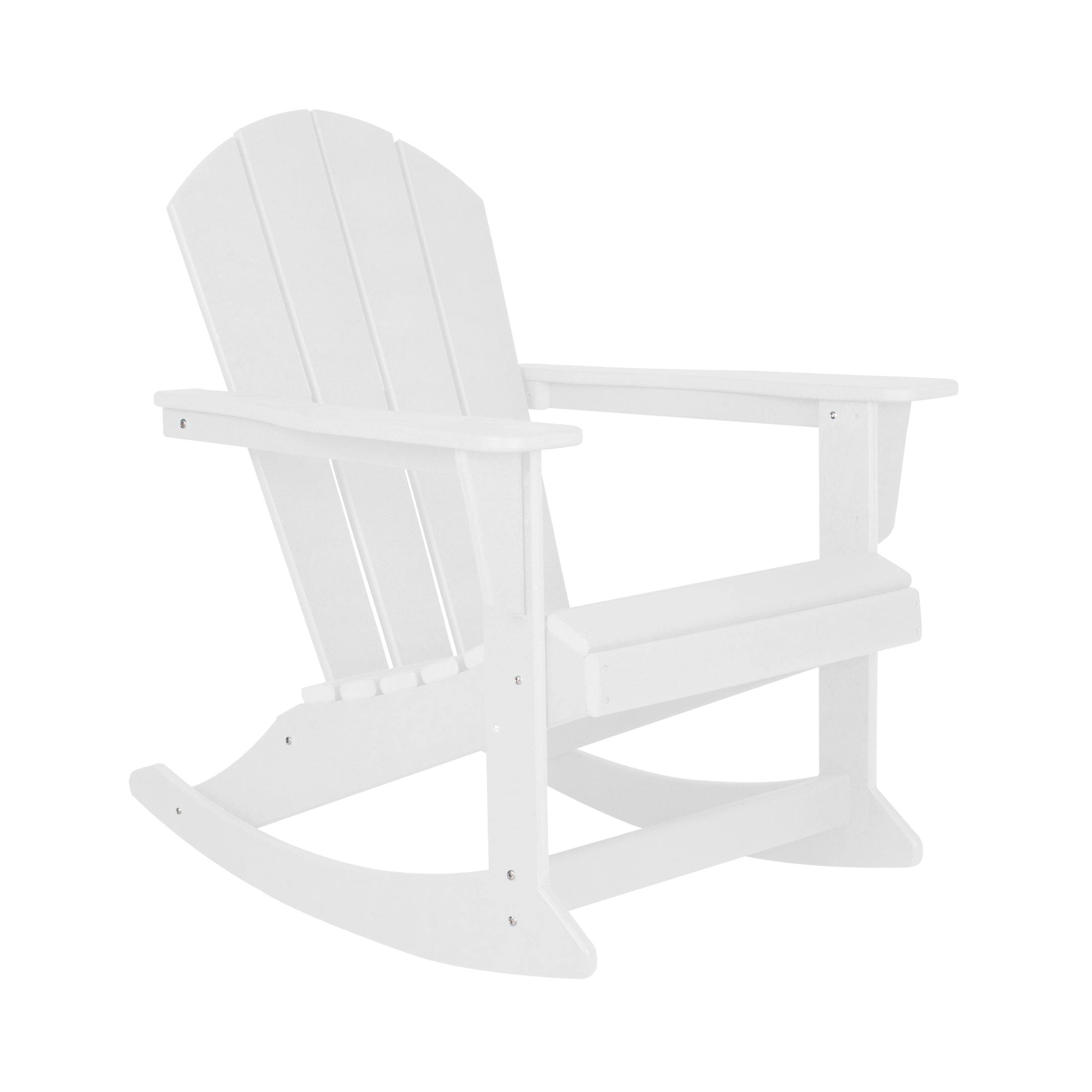 GARDEN Plastic Adirondack Rocking Chair for Outdoor Patio Porch Seating, White