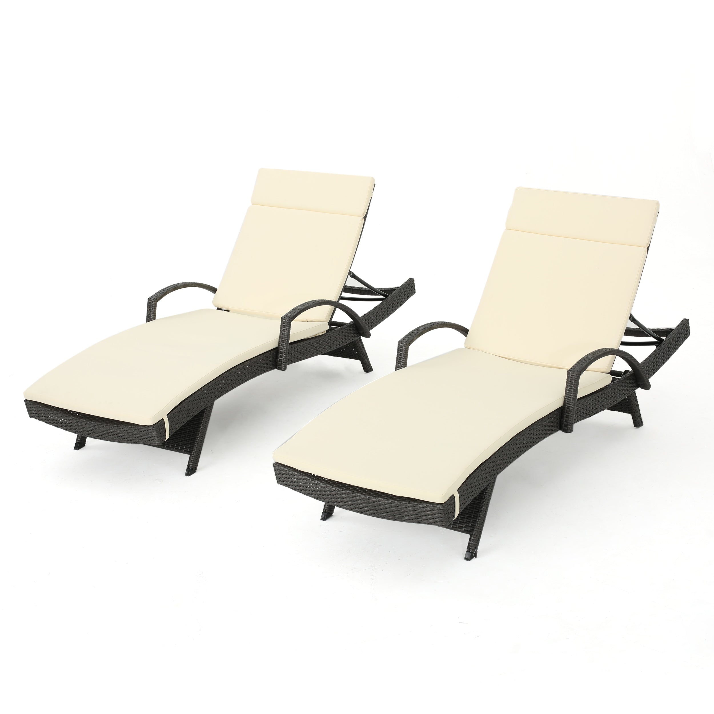 Soleil Outdoor Wicker Chaise Lounges w/ Water Resistant Cushions (Set of 2)