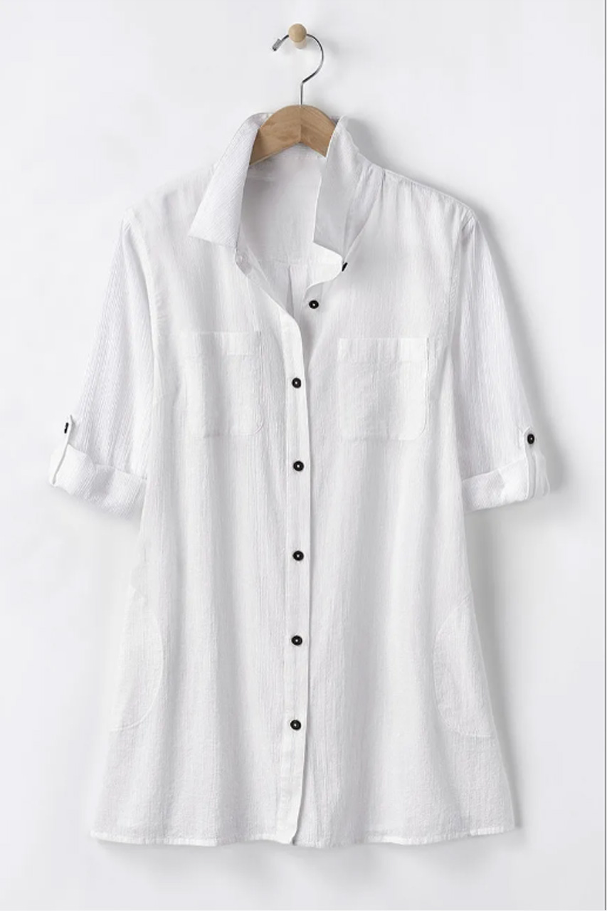 Crinkle Cotton Camp Shirt