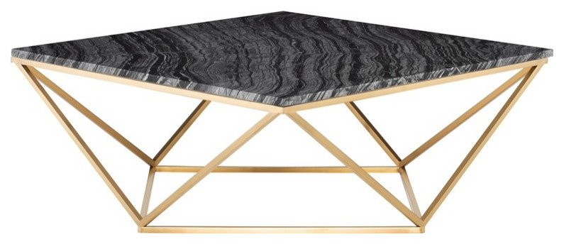 Corrado Coffee Table Black Wood Vein Marble Top Brushed Gold   Contemporary   Coffee Tables   by V.S.D Furniture  Houzz